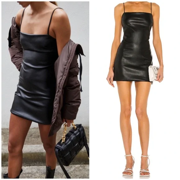 Bardot Vegan Leather Dress in Black